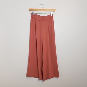 Pleated High Waist Wide Leg Cropped Pants